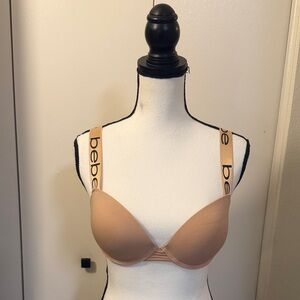 Bebe Women's Nude Push Up Bra with Branded Straps